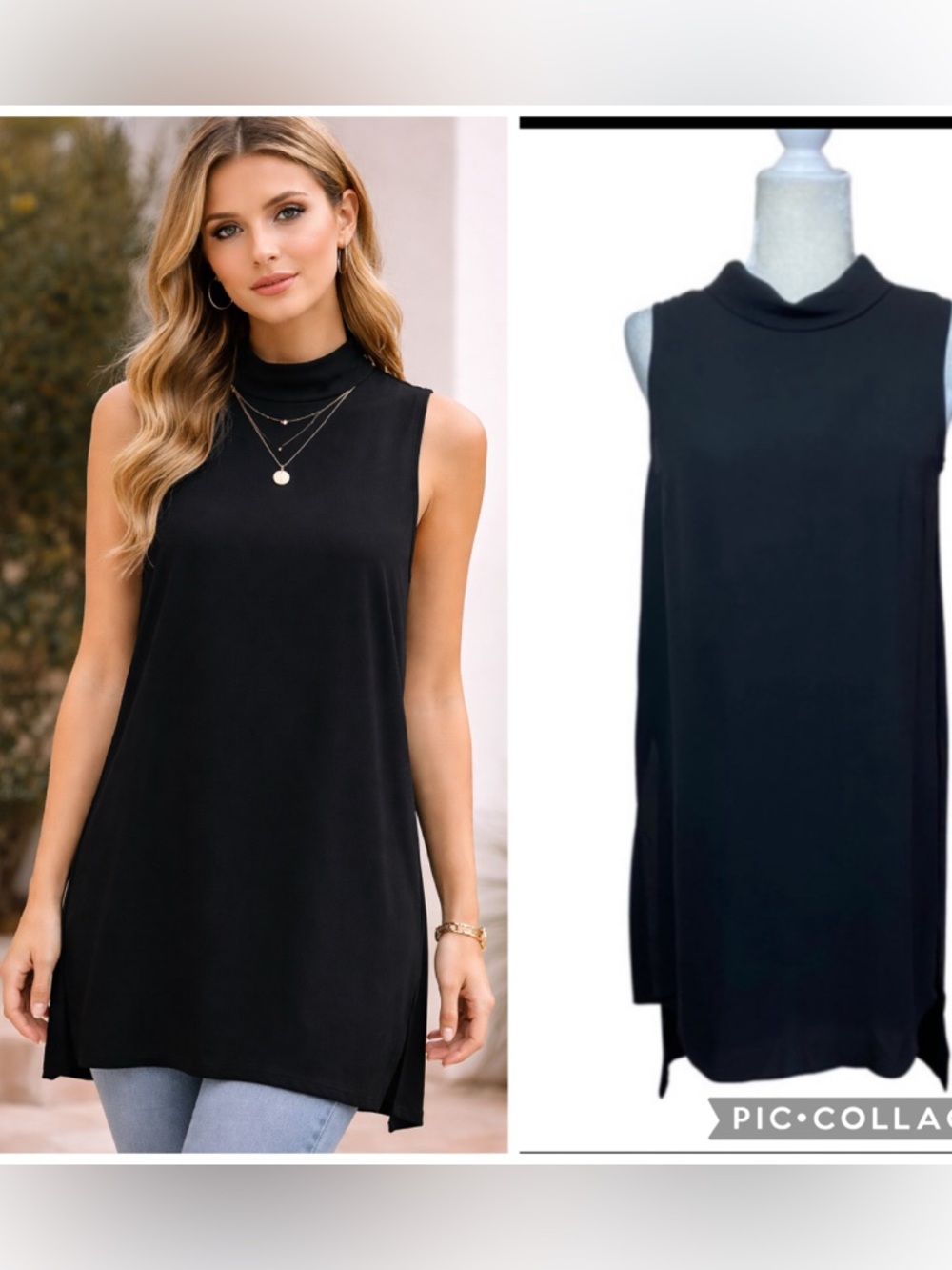 Vince Camuto Womens Size Small High Neckline Sleeveless Split Hem Tunic Top